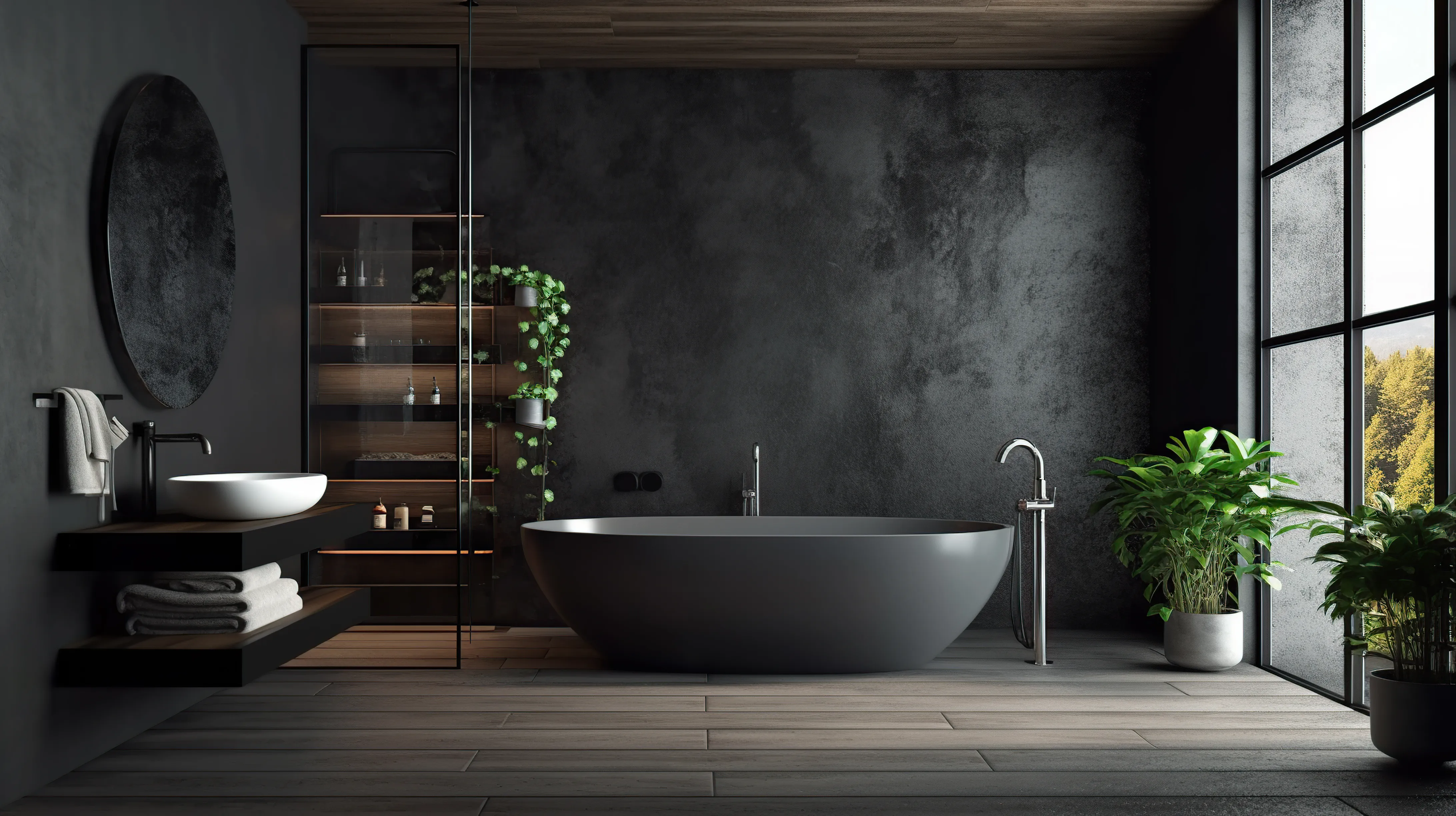 Modernes Badezimmer mit luxüriösen Fliesen und minimalistischem Design
